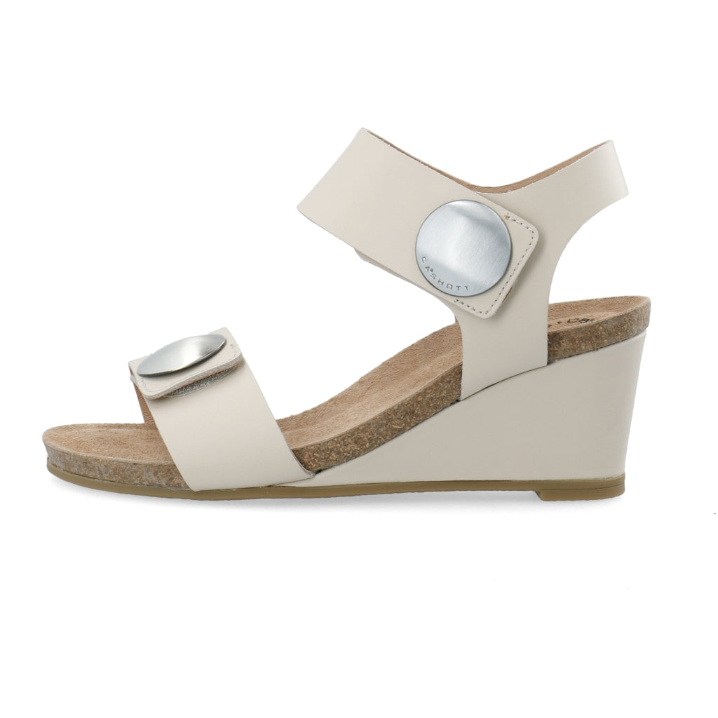 CASHOTT CASALBERTA Velcro Button Sandal Leather Velcro Cream