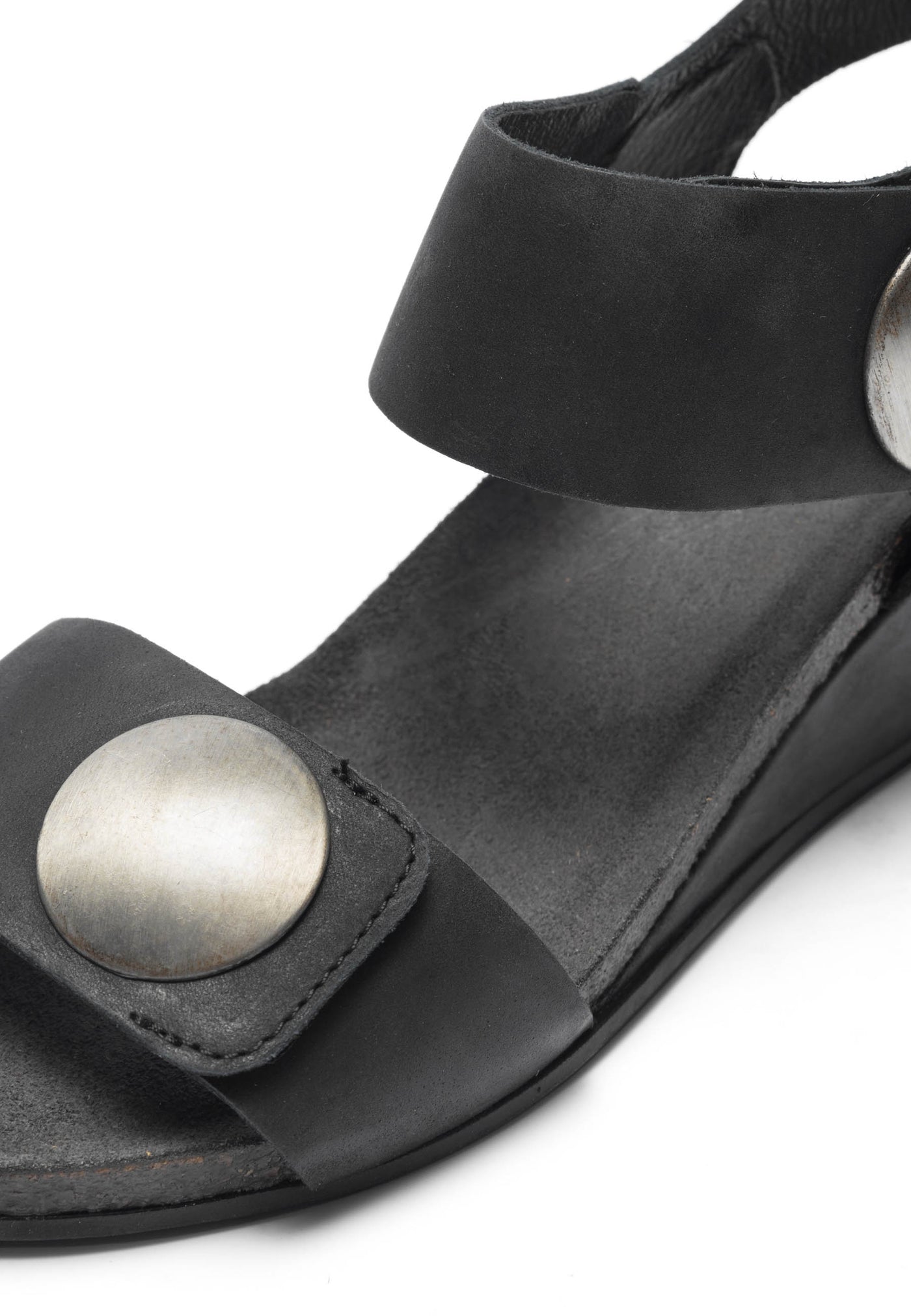 CASHOTT CASALBERTA Velcro Button Sandal Nubuck Velcro Black