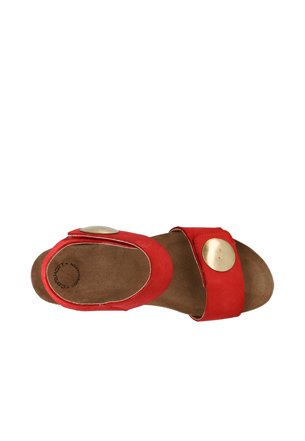 CASHOTT CASALBERTA Velcro Button Sandal Nubuck Velcro Red