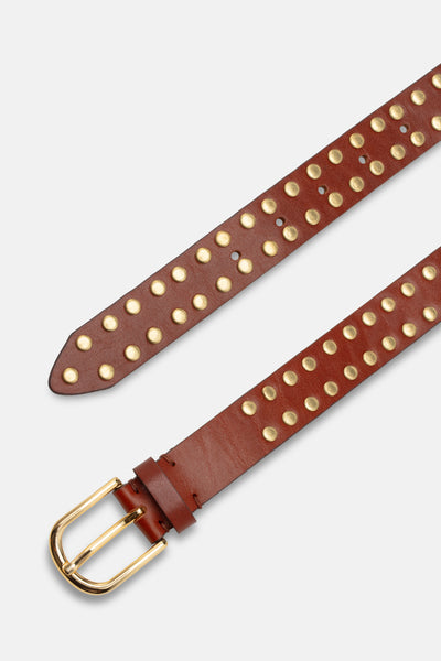CASHOTT CASANA Studded Belt Leather Belt Rusty Cognac