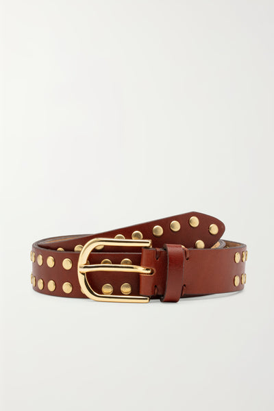 CASHOTT CASANA Studded Belt Leather Belt Rusty Cognac