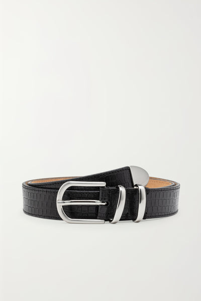 CASHOTT CASANDREA Croco Belt Leather Belt Black