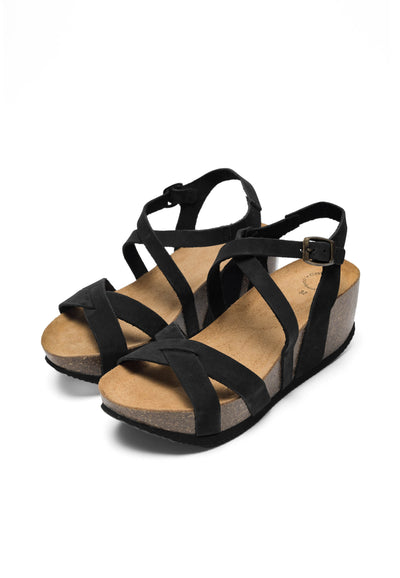 CASHOTT CASANNI Sandal Nubuck Leather Ankel strap Black