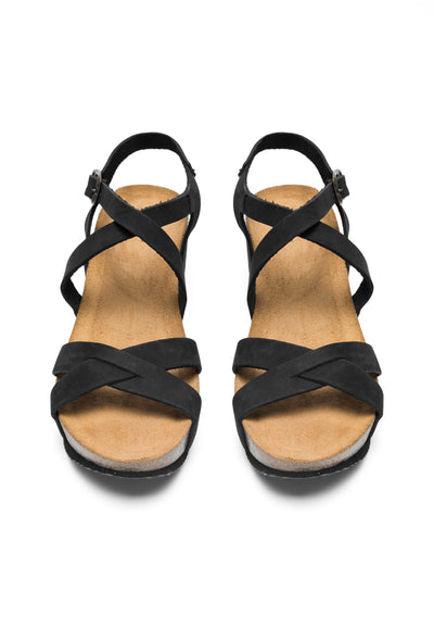 CASHOTT CASANNI Sandal Nubuck Leather Ankel strap Black