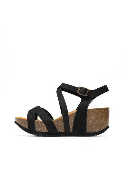 CASHOTT CASANNI Sandal Nubuck Leather Ankel strap Black