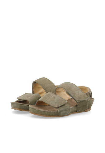 CASHOTT CASAVA Velcro Sandal Suede Velcro Olive