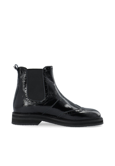 CASHOTT CASBETTY Brogue Chelsea Boot Patent Chelsea Black