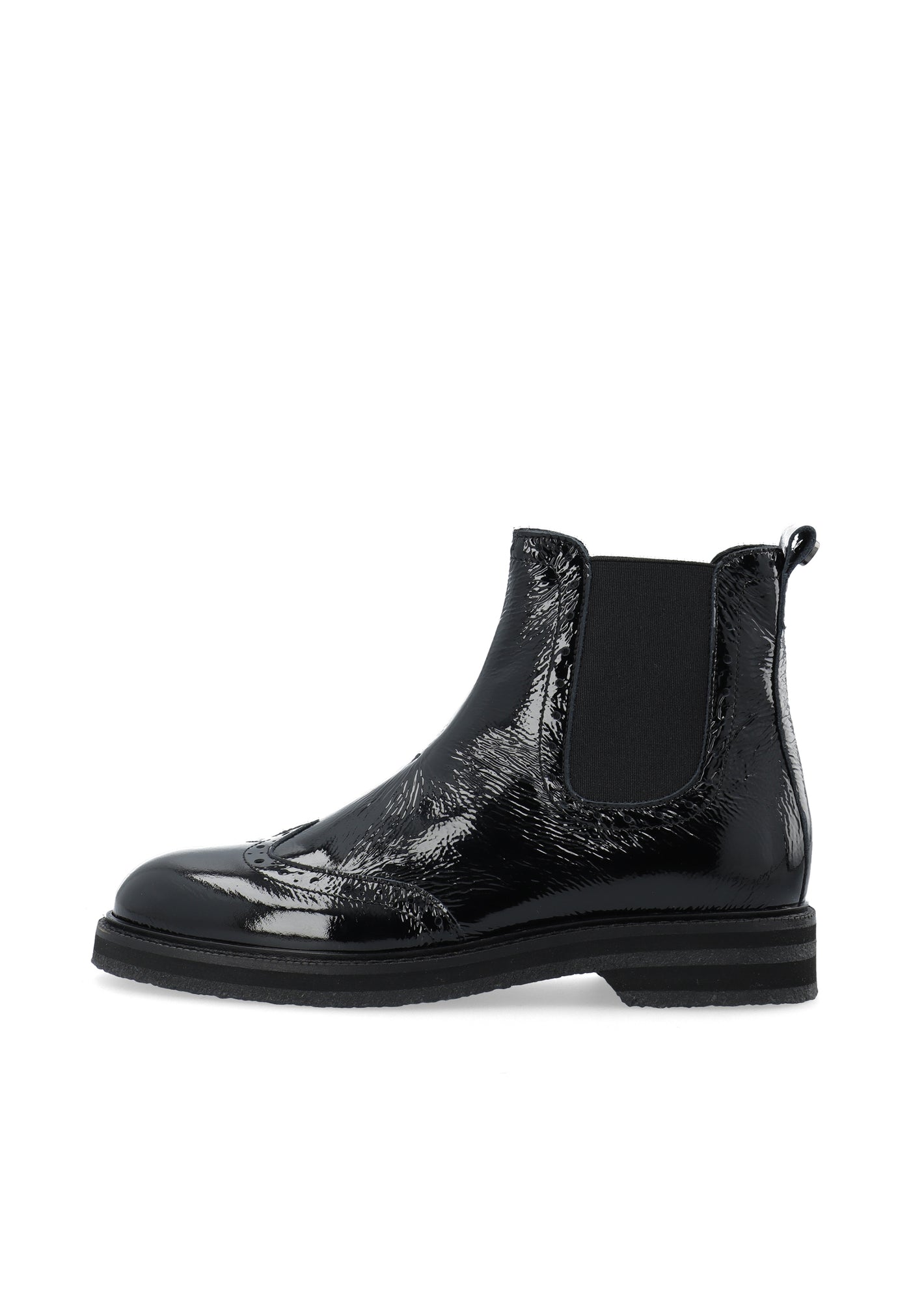 CASHOTT CASBETTY Brogue Chelsea Boot Patent Chelsea Black