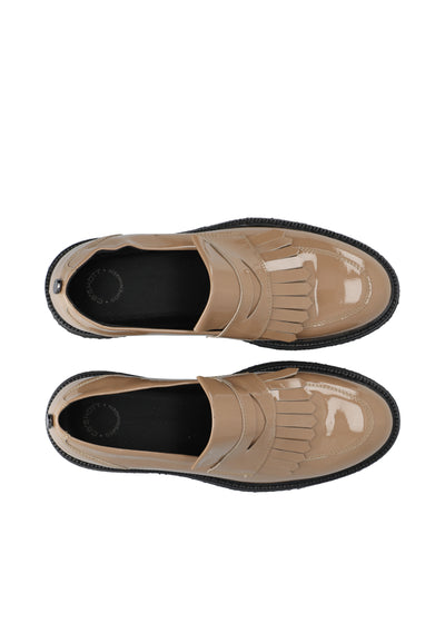 CASHOTT CASBETTY Loafer W. Fringes Patent Leather Tassel Taupe