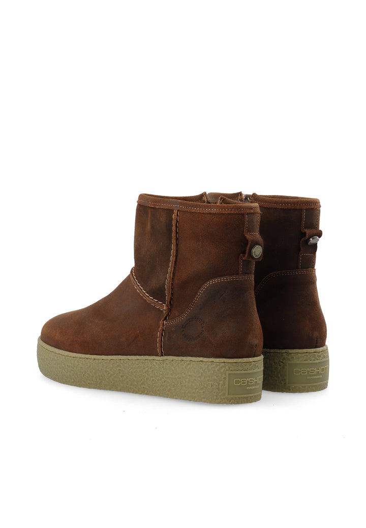 CASHOTT CASCAMILLA WARM LINED BOOT OILED SUEDE *Zip Boot Cognac