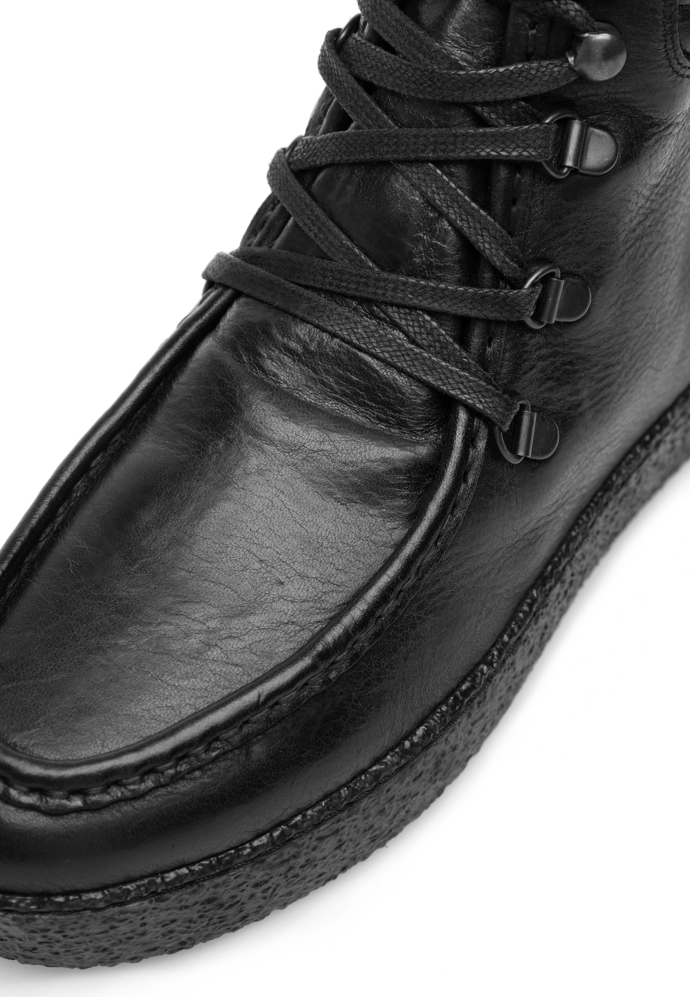 CASHOTT CASCAMILLA Lace Moc Boot Leather Ankle Boots Black