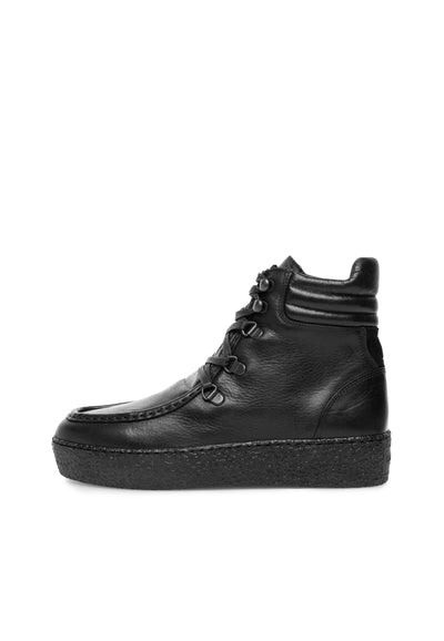 CASHOTT CASCAMILLA Lace Moc Boot Leather Ankle Boots Black
