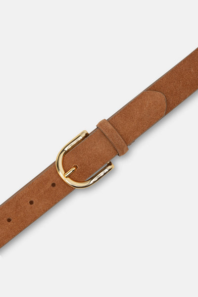 CASHOTT CASCHRISTINA Plain Belt Suede Belt Cognac