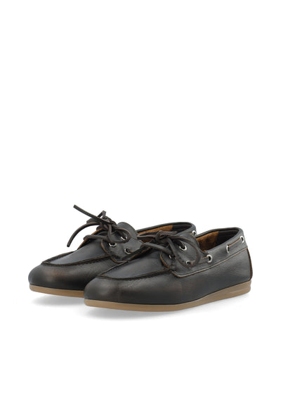 CASHOTT CASCILLE Boat Shoe Distressed Leather Boat Brown Distressed