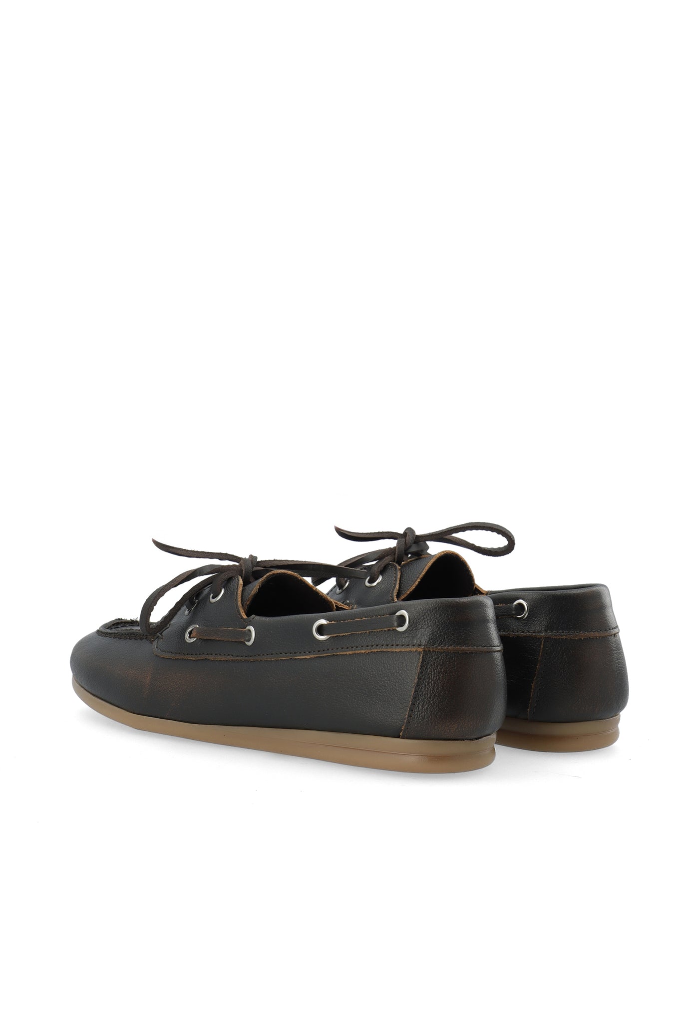 CASHOTT CASCILLE Boat Shoe Distressed Leather Boat Brown Distressed