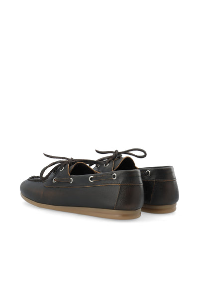 CASHOTT CASCILLE Boat Shoe Distressed Leather Boat Brown Distressed