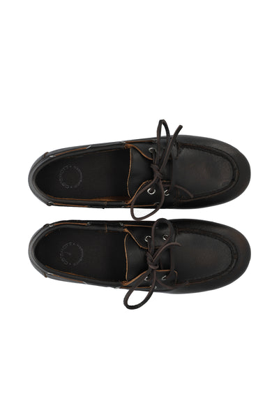 CASHOTT CASCILLE Boat Shoe Distressed Leather Boat Brown Distressed