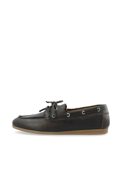 CASHOTT CASCILLE Boat Shoe Distressed Leather Boat Brown Distressed