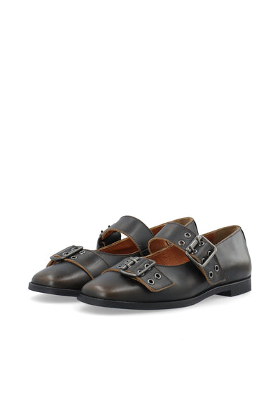 CASHOTT CASDIANA BUCKLE BALLERINA Ballerina Distressed Brown