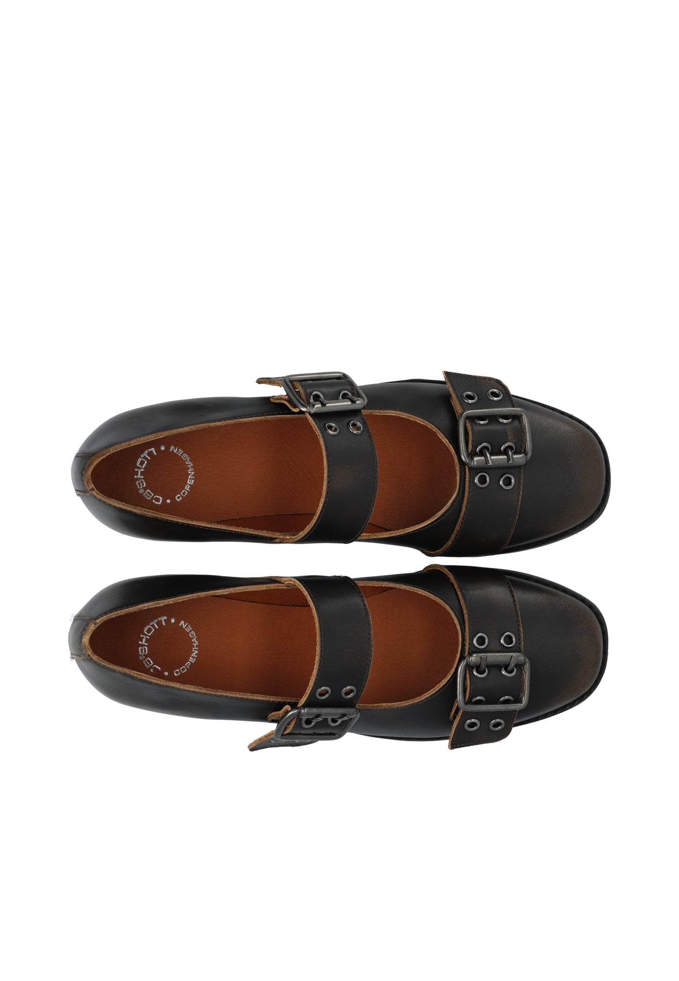CASHOTT CASDIANA BUCKLE BALLERINA Ballerina Distressed Brown