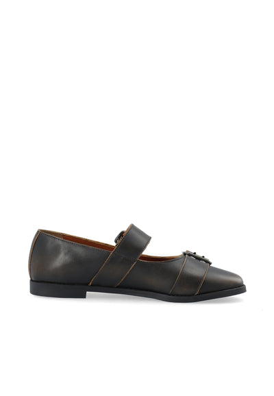 CASHOTT CASDIANA BUCKLE BALLERINA Ballerina Distressed Brown