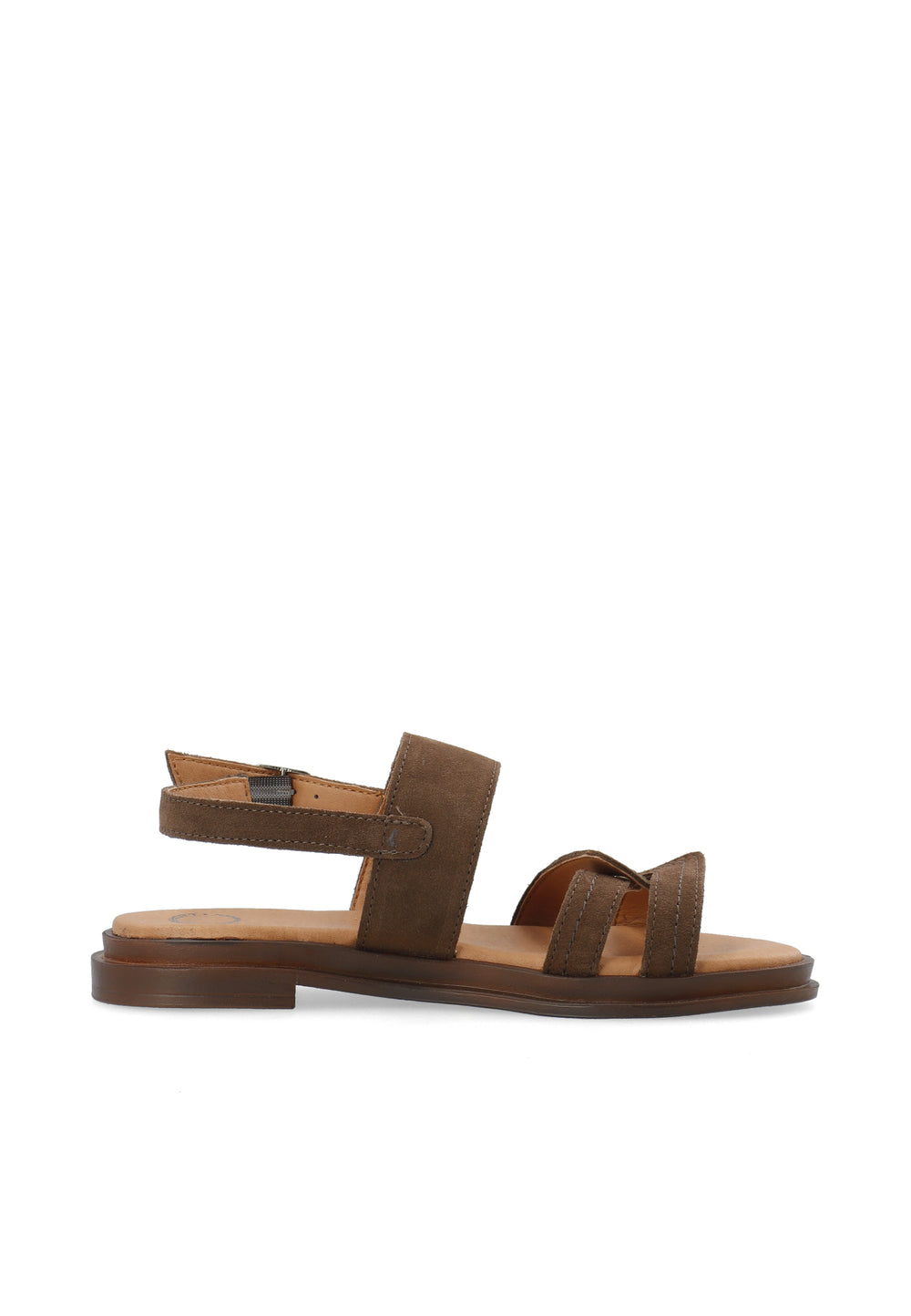 CASHOTT CASELIA Strappy Flat Sandal Suede *Sandals Dark Brown