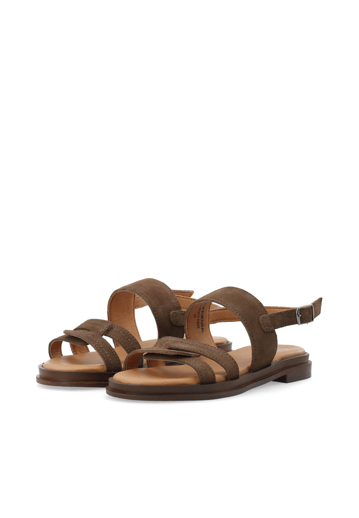 CASHOTT CASELIA Strappy Flat Sandal Suede *Sandals Dark Brown