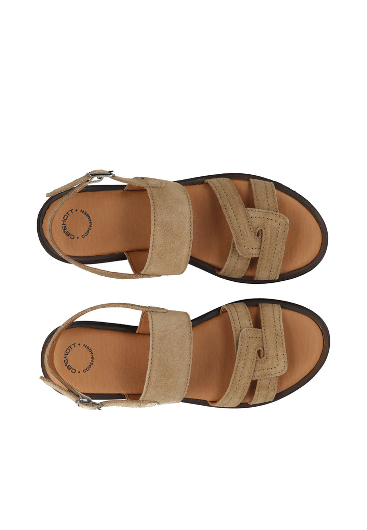 CASHOTT CASELIA Strappy Flat Sandal Suede *Sandals Sand