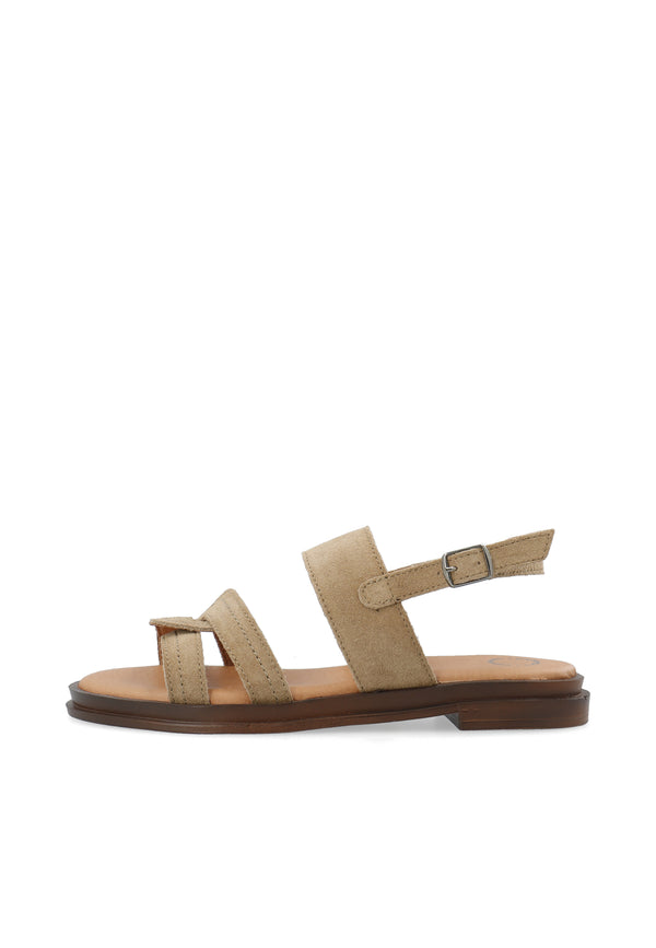 CASHOTT CASELIA Strappy Flat Sandal Suede *Sandals Sand
