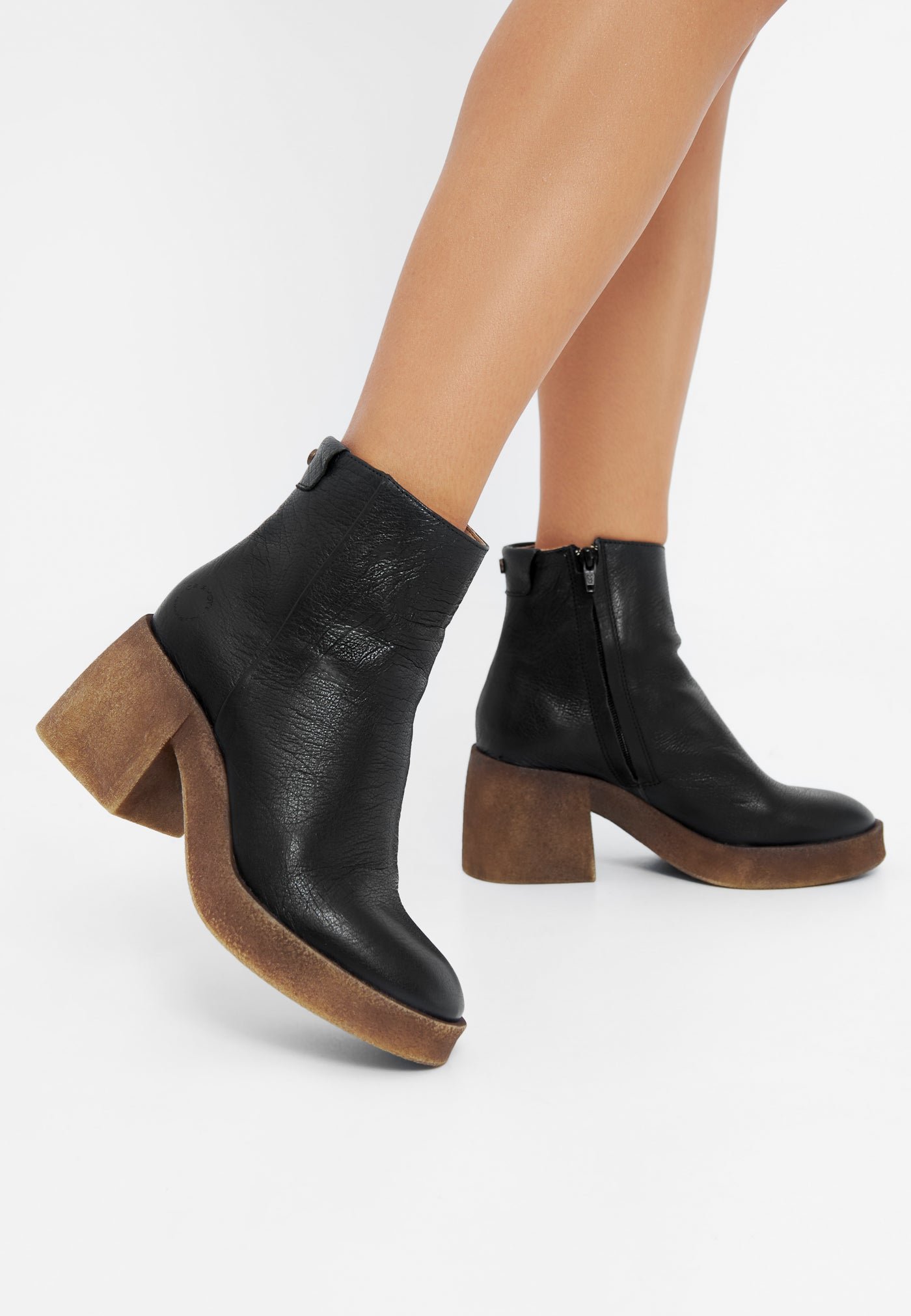 CASHOTT CASEMILY Zip Boot Leather Vegetable Tanned Zip Boot Black Narrow Fit
