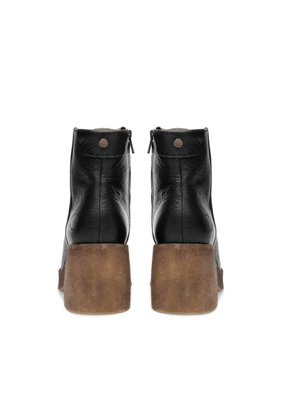 CASHOTT CASEMILY Zip Boot Leather Vegetable Tanned Zip Boot Black Narrow Fit