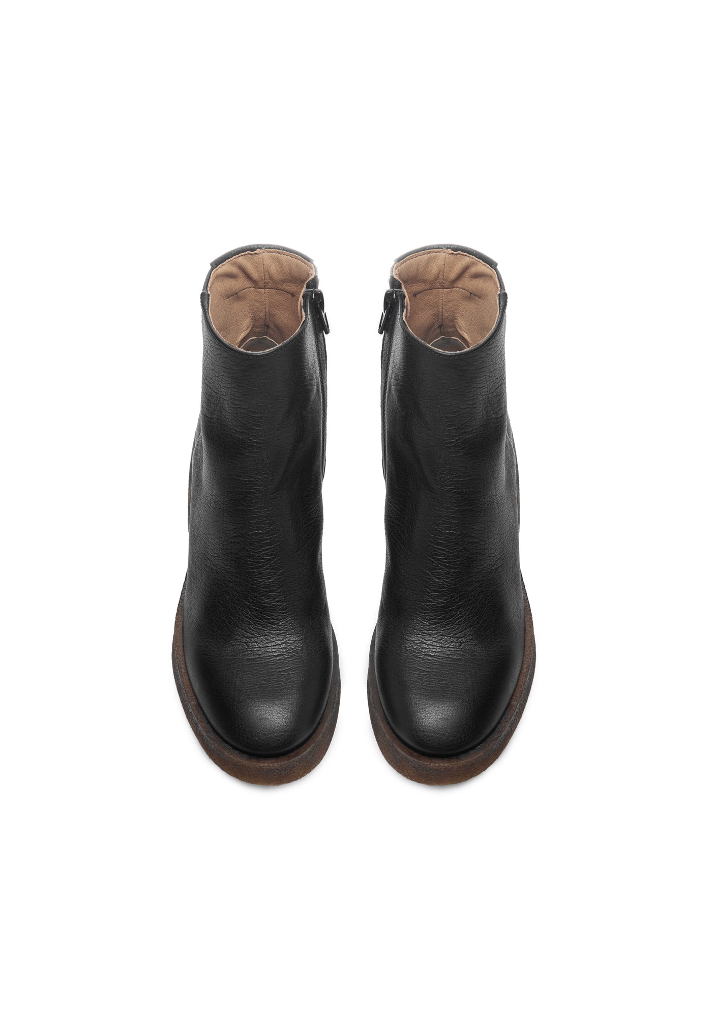 CASHOTT CASEMILY Zip Boot Leather Vegetable Tanned Zip Boot Black Narrow Fit
