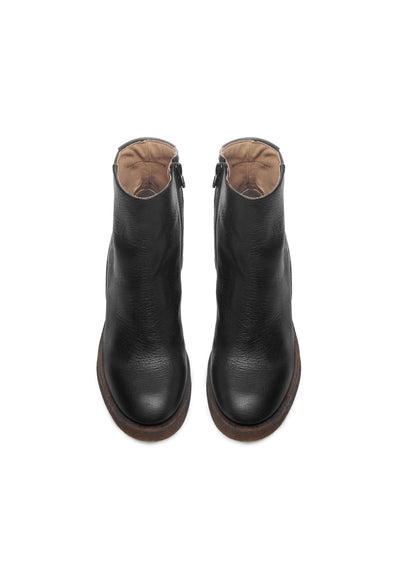 CASHOTT CASEMILY Zip Boot Leather Vegetable Tanned Zip Boot Black Narrow Fit