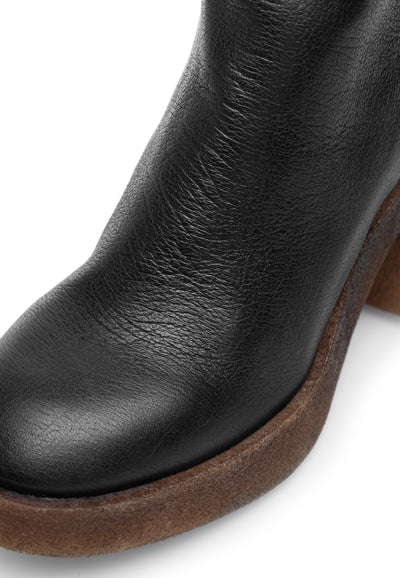CASHOTT CASEMILY Zip Boot Leather Vegetable Tanned Zip Boot Black Narrow Fit
