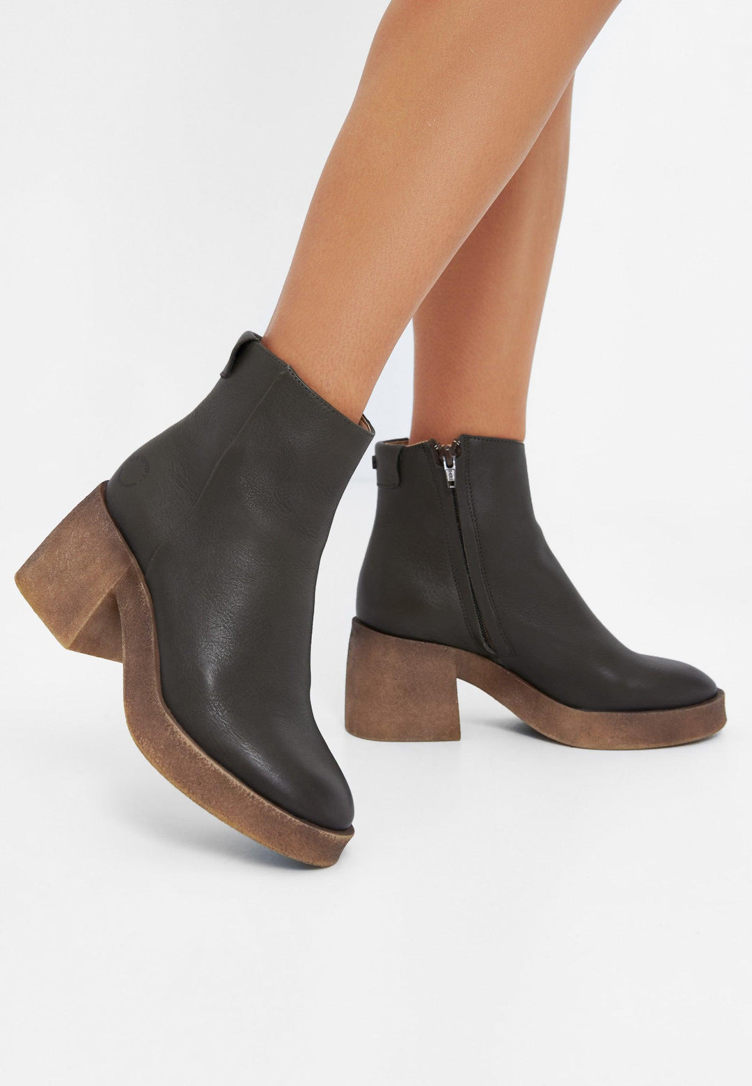 CASHOTT CASEMILY LEATHER *Zip Boot Olive
