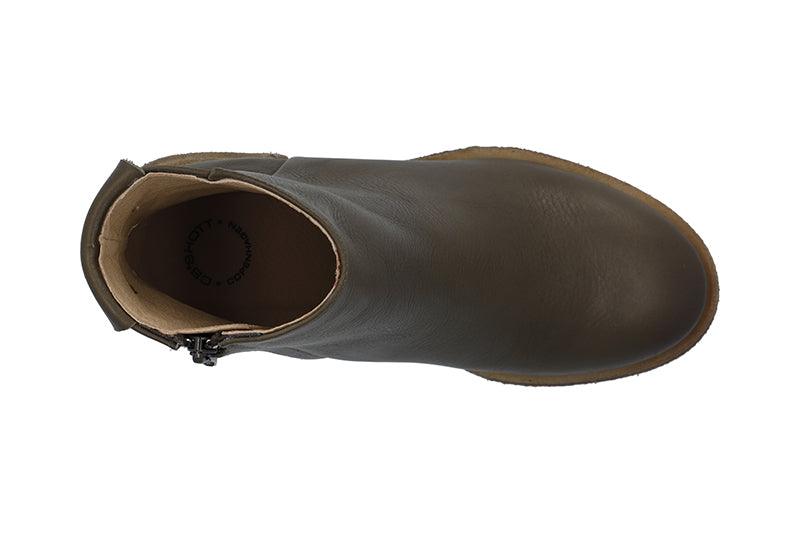 CASHOTT CASEMILY LEATHER *Zip Boot Olive