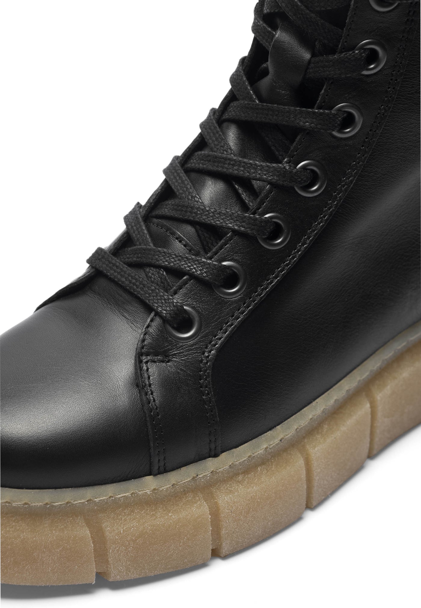CASHOTT CASFLORA Lace Boot Leather Lace Up Black