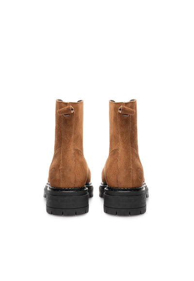 CASHOTT CASHANNAH Front Zipper Boot Suede Ankle Boots Toffee