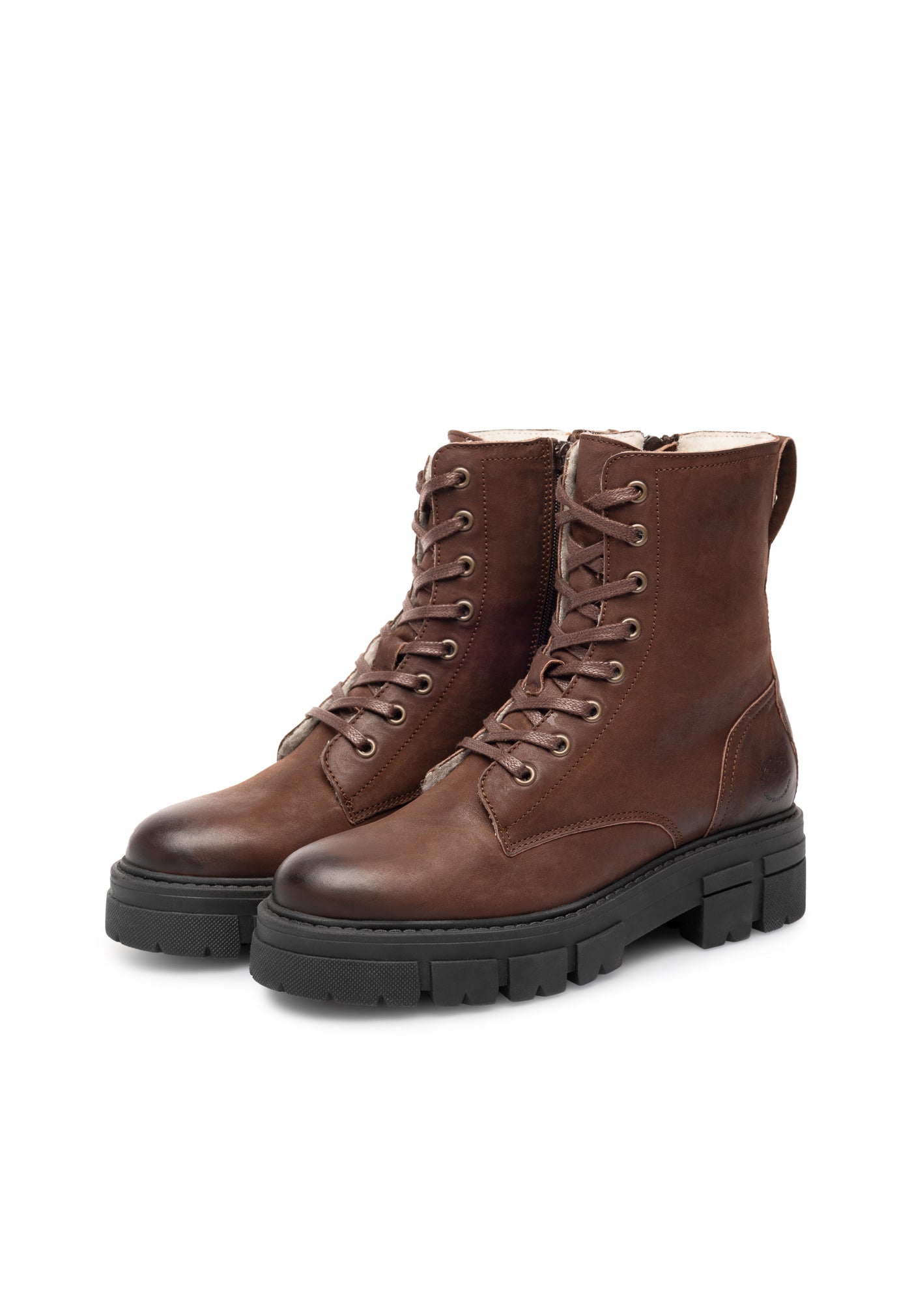 CASHOTT CASJIDA Lace Boot Warm Lined Water Repellent Nubuck Vegetable Tanned Lace Up Coffee