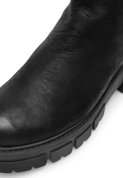 CASHOTT CASJIDA Zip Boot Warm Lined Water Repellent Nubuck Vegetable Tanned Ankle Boots Black