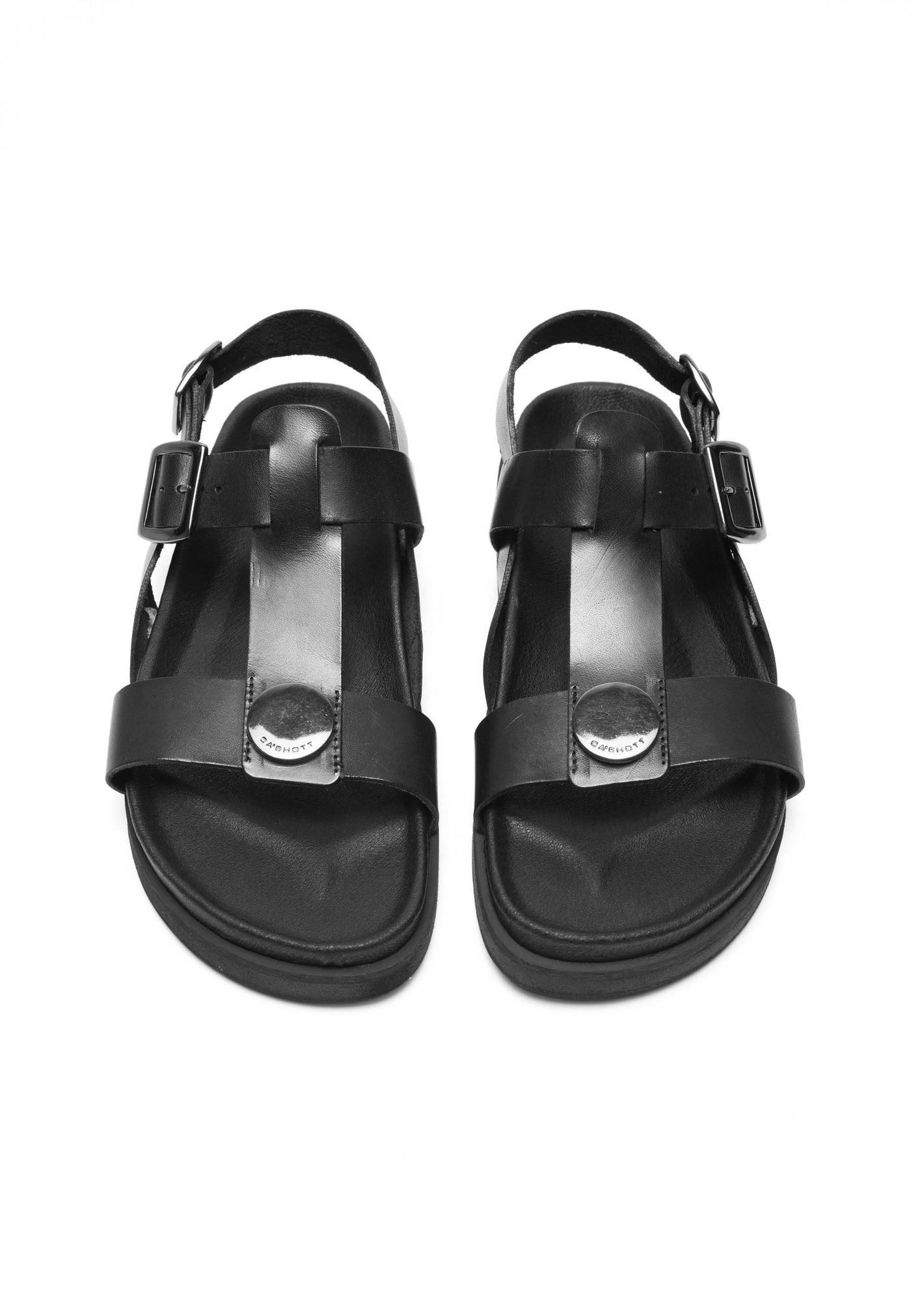 CASHOTT CASKIMMI Buckle Sandal Vegetable Tanned Leather Strap Black