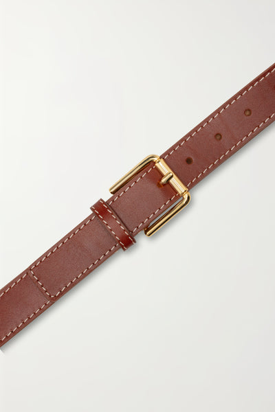 CASHOTT CASLILY Belt W. Stitch Leather Belt Cognac