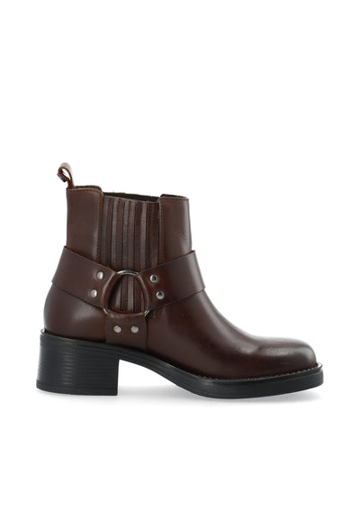 CASHOTT CASRIKKE Chelsea Biker Boot Pull Up Leather Biker Coffee