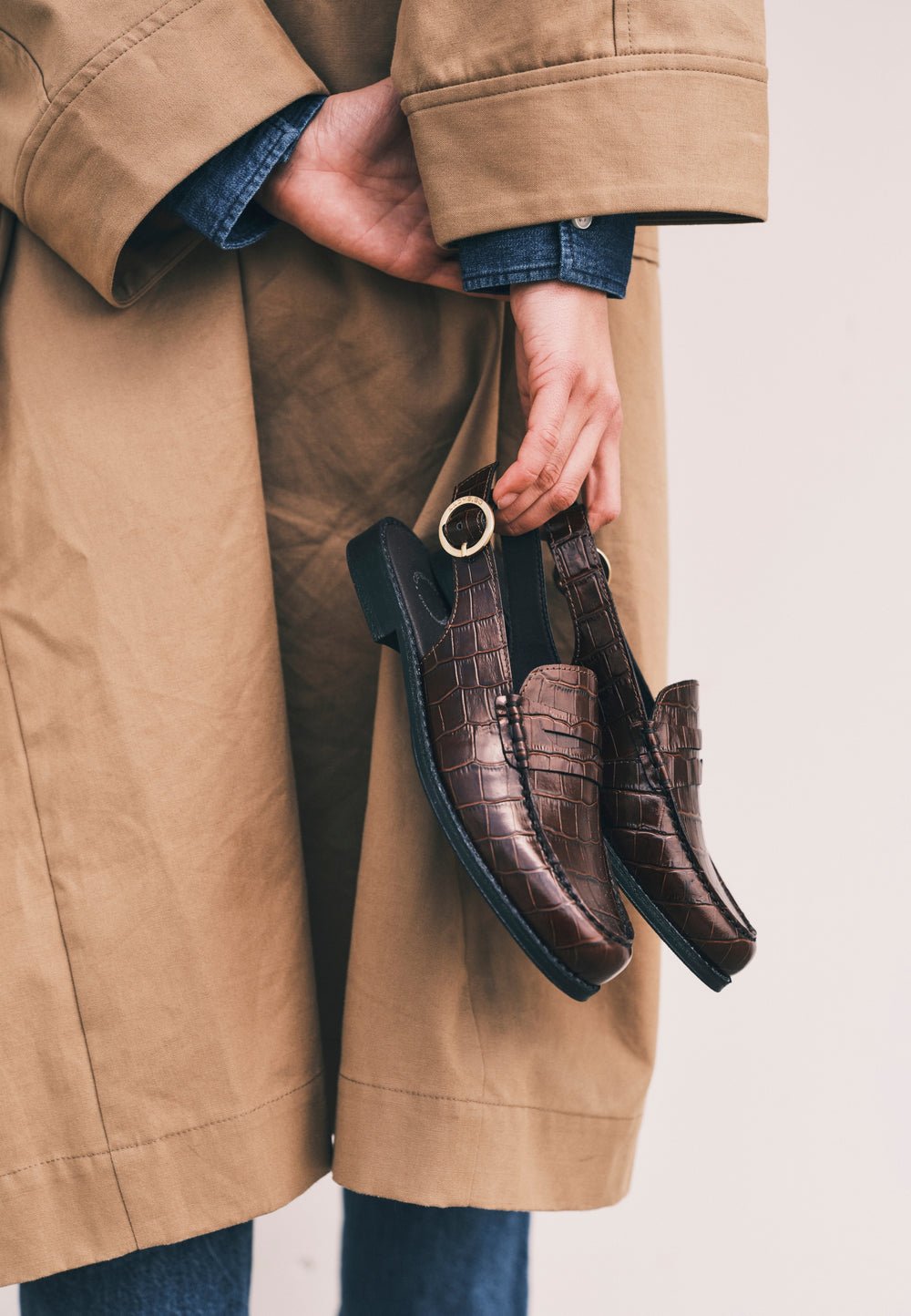 CASHOTT CASROBERTA SLINGBACK LOAFER *Slingback Dark Brown Croco