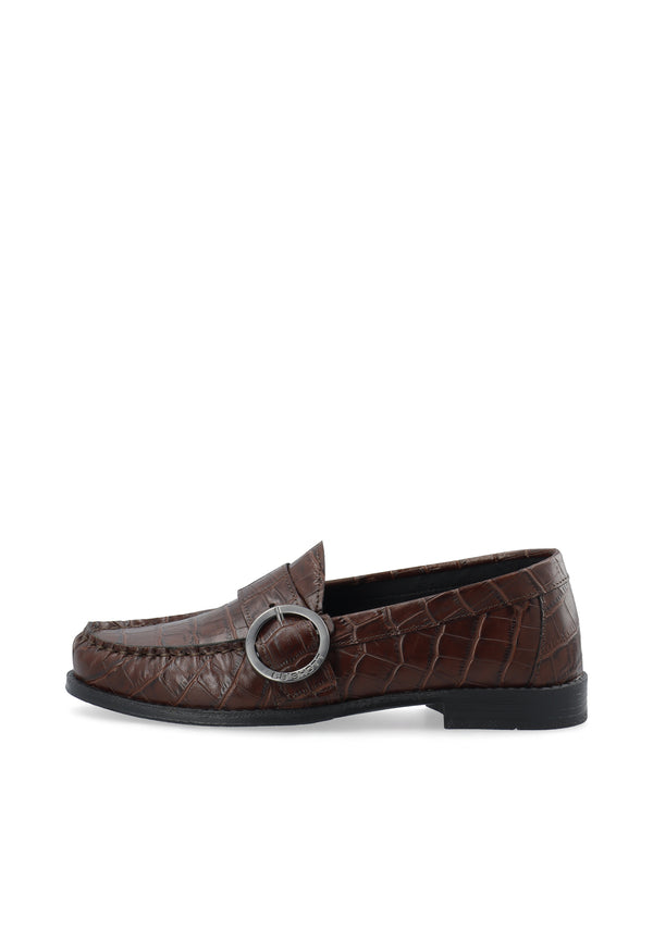 CASHOTT CASROBERTA STRAP LOAFER *Loafers Dark Brown Croco
