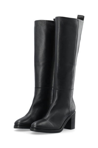 CASHOTT CASSOPHIA Tall boot w. elastic Leather Knee-high Black