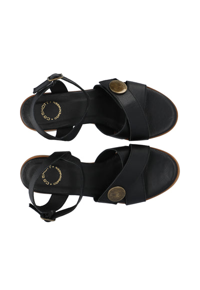 CASHOTT CASSTINA Cross Sandal Leather Ankel strap Black