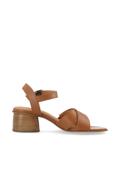 CASHOTT CASSTINA Cross Sandal Leather Ankel strap Cognac