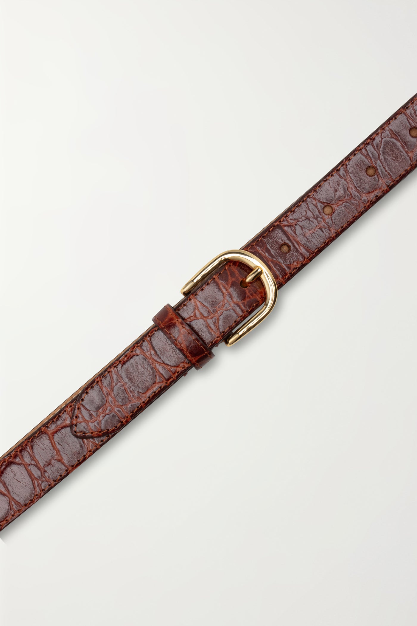CASHOTT CASVERA Croco Belt Leather Belt Dark Brown