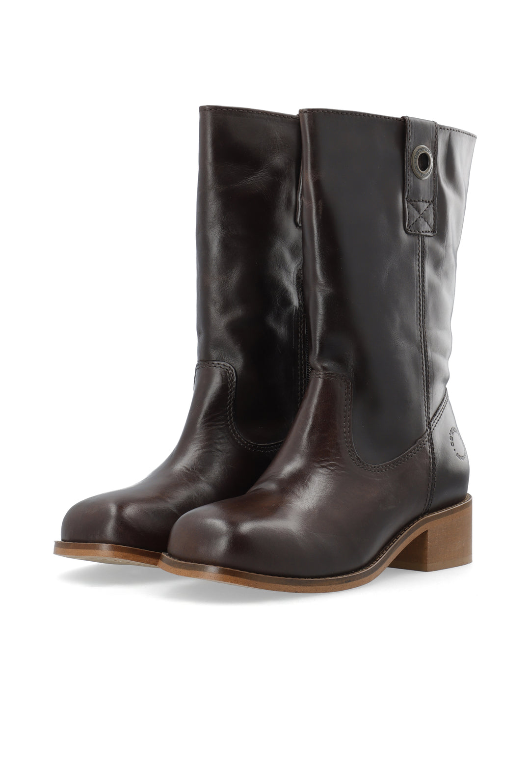 CASHOTT CASVILMA MID CUT BOOT - Stone Leather *Pull On Dark Brown